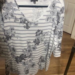 Gray Top w/ flower designs